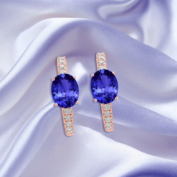 2ct Oval Tanzanite Earring with 0.33 cttw Diamond