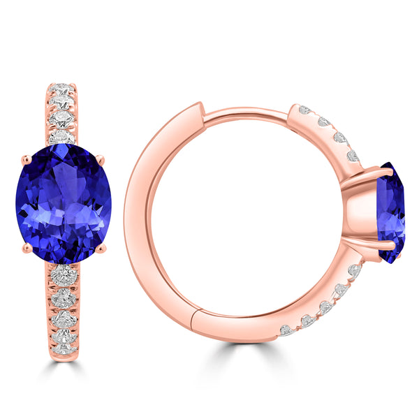 2ct Oval Tanzanite Earring with 0.33 cttw Diamond