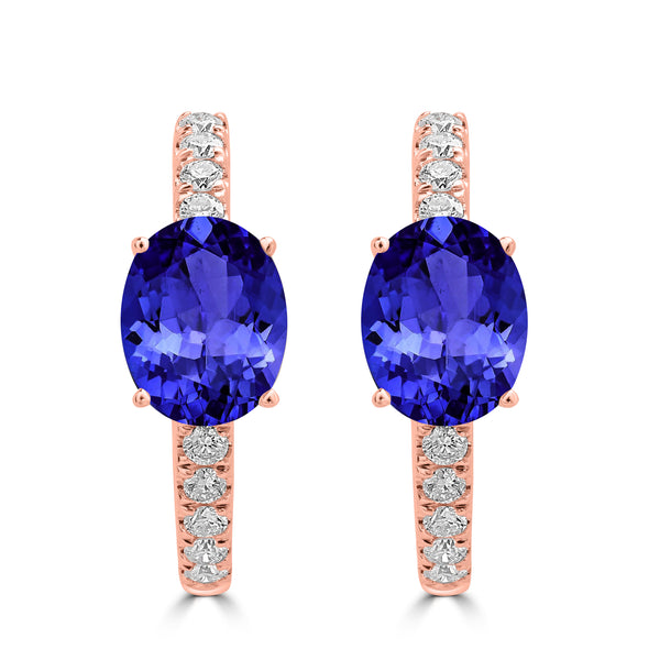 2ct Oval Tanzanite Earring with 0.33 cttw Diamond