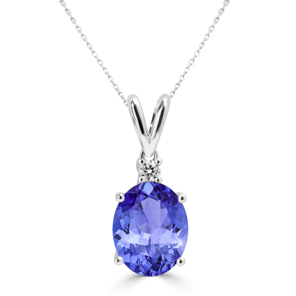 2.85ct Oval Tanzanite Pendant with 0.05 cttw Diamond