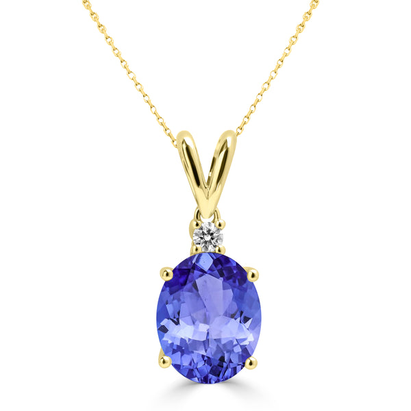 2.85ct Oval Tanzanite Pendant with 0.05 cttw Diamond