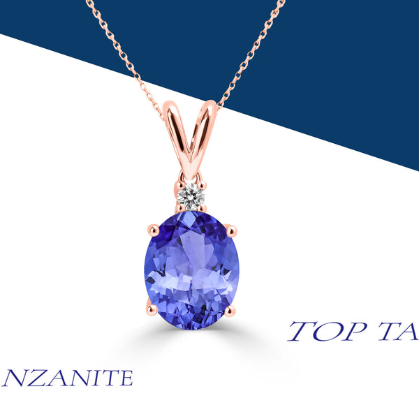 2.85ct Oval Tanzanite Pendant with 0.05 cttw Diamond