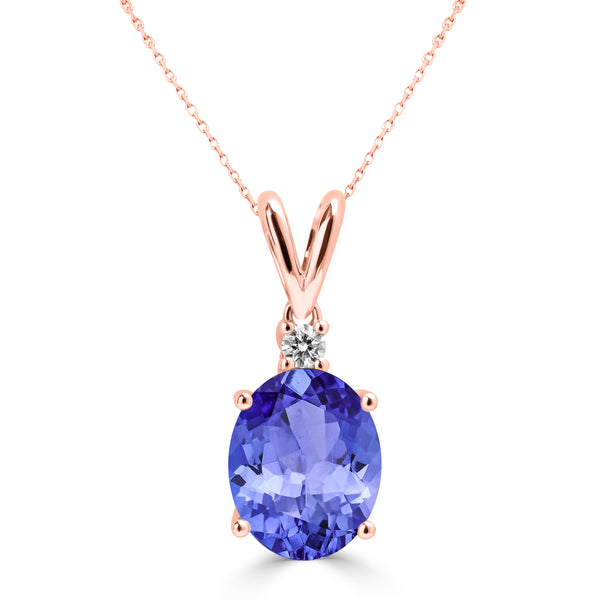 2.85ct Oval Tanzanite Pendant with 0.05 cttw Diamond