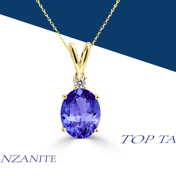 2.85ct Oval Tanzanite Pendant with 0.05 cttw Diamond