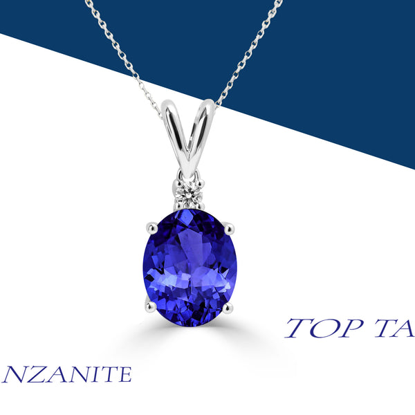 2.85ct Oval Tanzanite Pendant with 0.05 cttw Diamond