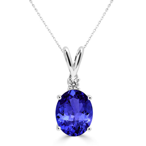 2.85ct Oval Tanzanite Pendant with 0.05 cttw Diamond