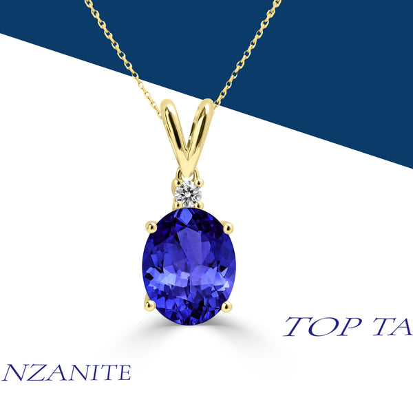 2.85ct Oval Tanzanite Pendant with 0.05 cttw Diamond