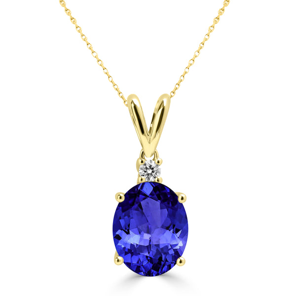2.85ct Oval Tanzanite Pendant with 0.05 cttw Diamond
