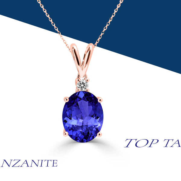 2.85ct Oval Tanzanite Pendant with 0.05 cttw Diamond