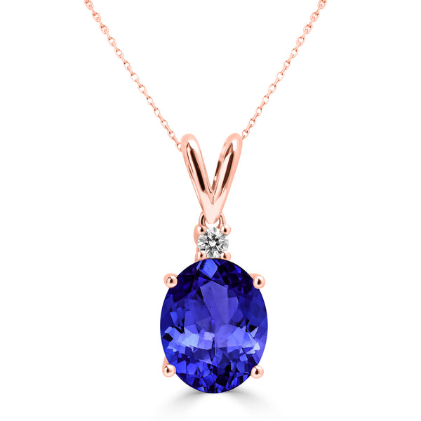 2.85ct Oval Tanzanite Pendant with 0.05 cttw Diamond