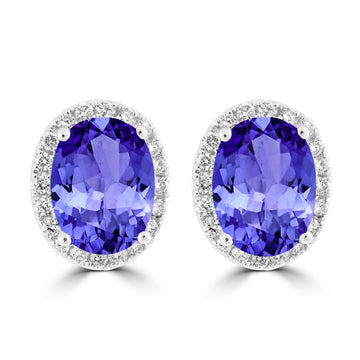 2.4ct Oval Tanzanite Earring with 0.22 cttw Diamond