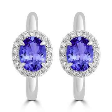 2ct Oval Tanzanite Earring with 0.311 cttw Diamond