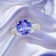 5ct Round Tanzanite Ring with 0.13 cttw Diamond