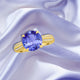 5ct Round Tanzanite Ring with 0.13 cttw Diamond