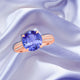 5ct Round Tanzanite Ring with 0.13 cttw Diamond