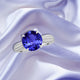 5ct Round Tanzanite Ring with 0.13 cttw Diamond