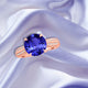 5ct Round Tanzanite Ring with 0.13 cttw Diamond