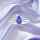0.85ct Pear Shape Tanzanite Ring with 0.06 cttw Diamond
