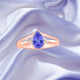 0.85ct Pear Shape Tanzanite Ring with 0.06 cttw Diamond