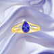 0.85ct Pear Shape Tanzanite Ring with 0.06 cttw Diamond