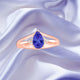 0.85ct Pear Shape Tanzanite Ring with 0.06 cttw Diamond