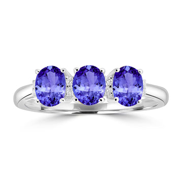 1.05ct Oval Tanzanite Ring with 0.04 cttw Diamond
