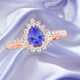 0.65ct Pear Shape Tanzanite Ring with 0.39 cttw Diamond