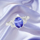 1.8ct Oval Tanzanite Ring with 0.3 cttw Diamond
