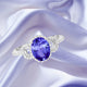 1.8ct Oval Tanzanite Ring with 0.3 cttw Diamond