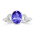 1.8ct Oval Tanzanite Ring with 0.3 cttw Diamond