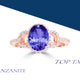 1.8ct Oval Tanzanite Ring with 0.3 cttw Diamond