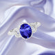 1.8ct Oval Tanzanite Ring with 0.3 cttw Diamond