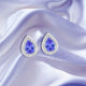 1.3ct Pear Shape Tanzanite Earring with 0.26 cttw Diamond