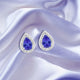 1.3ct Pear Shape Tanzanite Earring with 0.26 cttw Diamond
