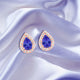 1.3ct Pear Shape Tanzanite Earring with 0.26 cttw Diamond