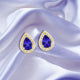 1.3ct Pear Shape Tanzanite Earring with 0.26 cttw Diamond
