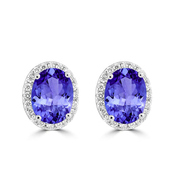 2.4ct Oval Tanzanite Earring with 0.23 cttw Diamond