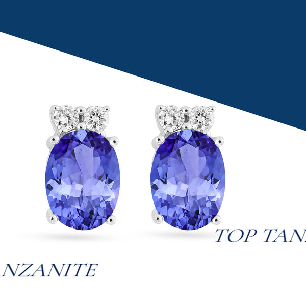 2.4ct Oval Tanzanite Earring with 0.15 cttw Diamond