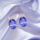 2.4ct Oval Tanzanite Earring with 0.15 cttw Diamond