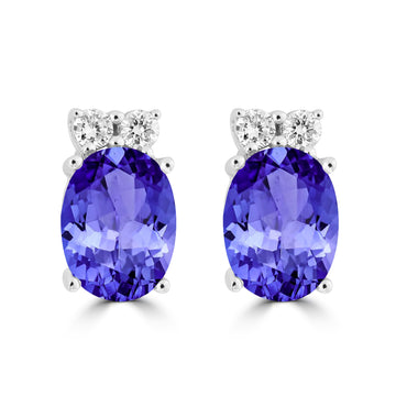 2.4ct Oval Tanzanite Earring with 0.15 cttw Diamond