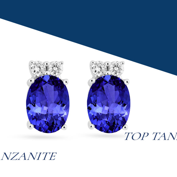 2.4ct Oval Tanzanite Earring with 0.15 cttw Diamond