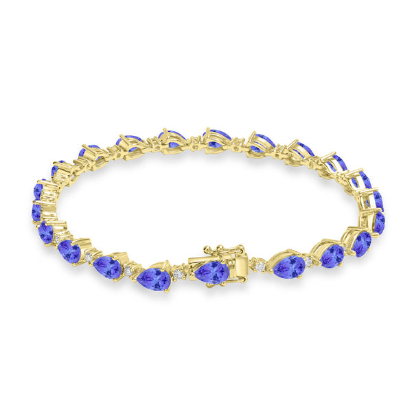 8.4ct Pear Shape Tanzanite Bracelet with 0.43 cttw Diamond