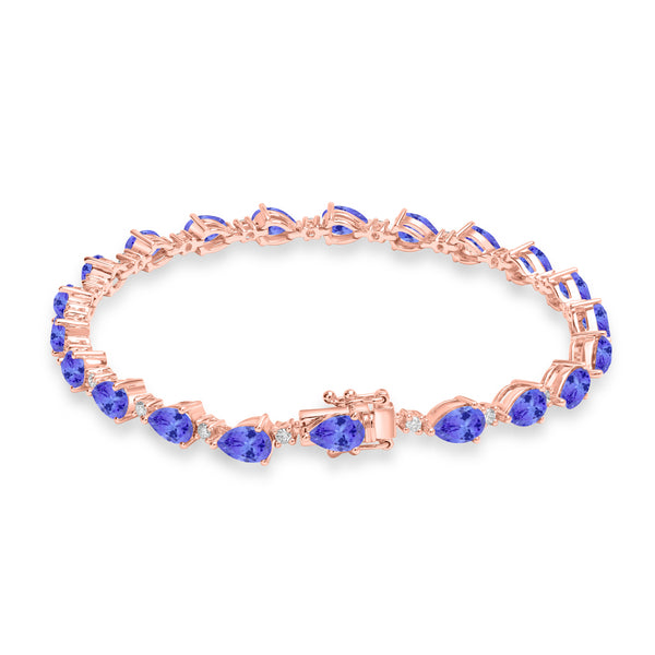 8.4ct Pear Shape Tanzanite Bracelet with 0.43 cttw Diamond