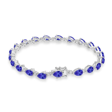 8.4ct Pear Shape Tanzanite Bracelet with 0.43 cttw Diamond
