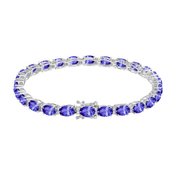 12.48ct Oval Tanzanite Bracelet with 0.36 cttw Diamond