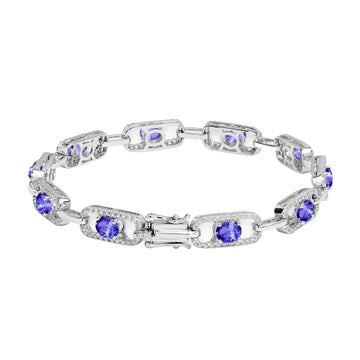 3.5ct Oval Tanzanite Bracelet with 0.94 cttw Diamond