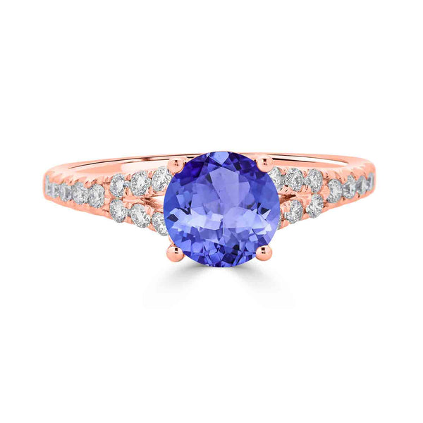 1.4ct Round Tanzanite Ring with 0.33 cttw Diamond