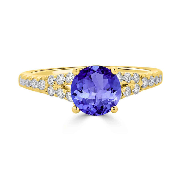 1.4ct Round Tanzanite Ring with 0.33 cttw Diamond