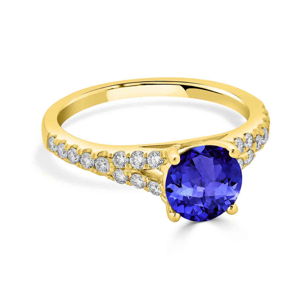 1.4ct Round Tanzanite Ring with 0.33 cttw Diamond