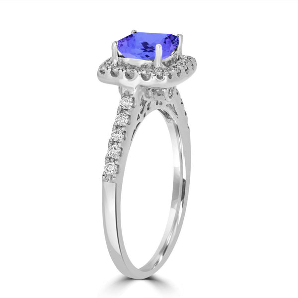 1.65ct SQ. Cushion Tanzanite Ring with 0.36 cttw Diamond